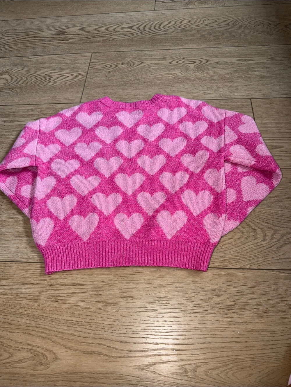 Old Navy Hot Pink and Light Pink Heart Crewneck Sweater